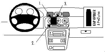 Brodit ProClip 852604 voor Nissan Micra 1998-2002 - montagepositie op dashboard