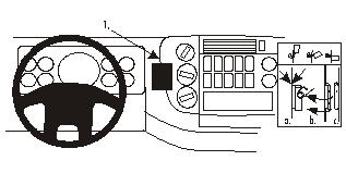 Brodit ProClip 852686 voor Mercedes Benz Atego 1998-2007 - productfoto zwarte ABS montagebasis