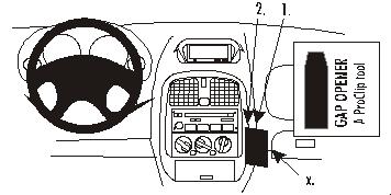 Brodit ProClip 852712 voor Mitsubishi Carisma 1999-2005 - productfoto zwarte ABS montagebasis