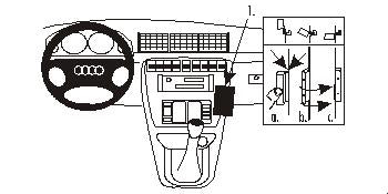 Brodit ProClip 852728 voor Audi S4 Sedan 1995-1999, Audi S4 Avant 1995-1999 e.a. - montagepositie op dashboard