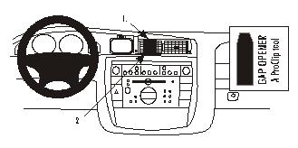 Brodit ProClip 852755 voor Cadillac Catera 2000-2002 en Opel Omega 2000-2005 - productfoto zwarte ABS montagebasis