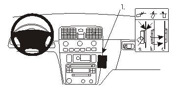 Brodit ProClip 852825 voor Volvo V40 2001-2003 en Volvo S40 2001-2003 - productfoto zwarte ABS montagebasis