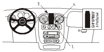 Brodit ProClip 852829 voor Chrysler PT Cruiser 2000-2005 - productfoto zwarte ABS montagebasis