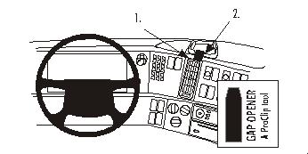 Brodit ProClip 853136 voor Volvo NH series 2003-2007, Volvo FM series 2003-2007 en Volvo FH series 2003-2007 - productfoto zwarte ABS montagebasis