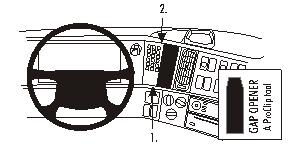 Brodit ProClip 853189 voor Volvo NH series 2003-2012, Volvo FM series 2003-2013 en Volvo FH series 2003-2012 - productfoto zwarte ABS montagebasis
