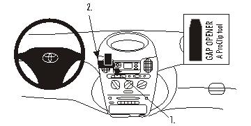 Brodit ProClip 853487 voor Toyota Yaris Verso 1999-2005 - productfoto zwarte ABS montagebasis