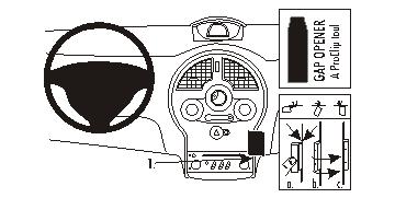 Brodit ProClip 853575 voor Renault Modus 2005-2013 en Renault Grand Modus 2005-2012 - productfoto zwarte ABS montagebasis