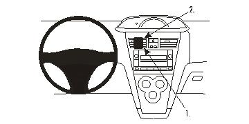 Brodit ProClip 853835 voor Toyota Yaris 4-doors 2007-2011 - productfoto zwarte ABS montagebasis