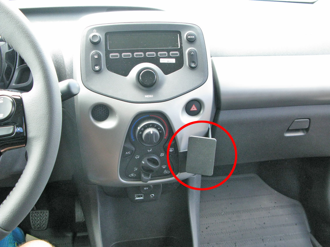 Brodit ProClip 855035 voor Citroen C1 2014-2021, Peugeot 108 2014-2021 en Toyota AYGO 2014-2021 - productfoto zwarte ABS montagebasis