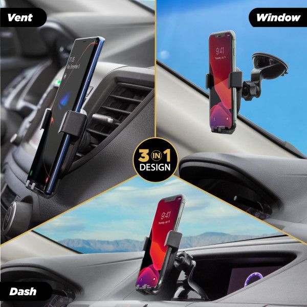 Scosche GravityDrop 3-in-1 telefoonhouder voor raam, dashboard en ventilatierooster