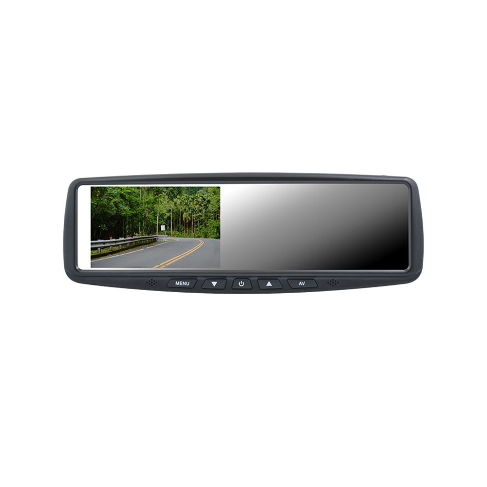 m-use overzetspiegel met 4,3-inch monitor, 12 V en twee RCA-video-ingangen