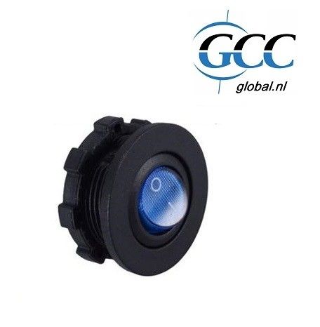 m-use ronde inbouwtuimelschakelaar met blauwe led en montagering